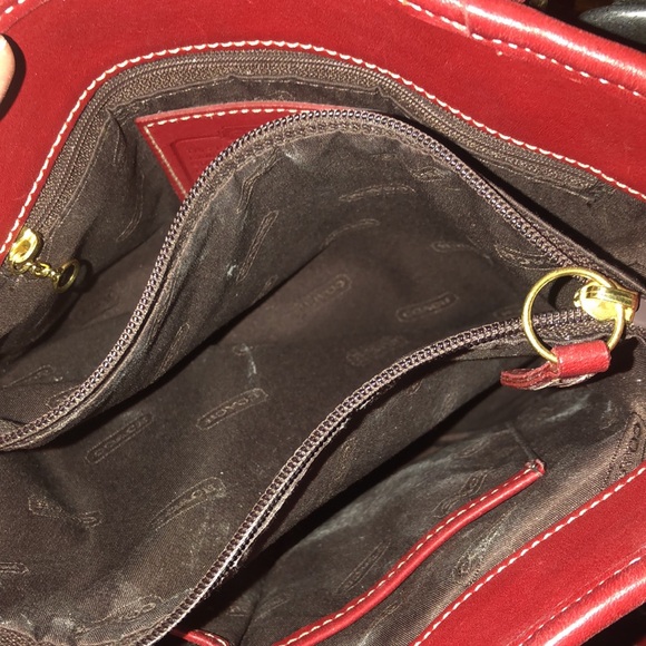 COACH Vintage Red Leather Tote Legacy Day Bag 9803 - Picture 6 of 16